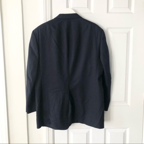 Vintage Burberry Men's Navy Blue Wool Two Button Blazer Sports Jacket 41R - Picture 11 of 13
